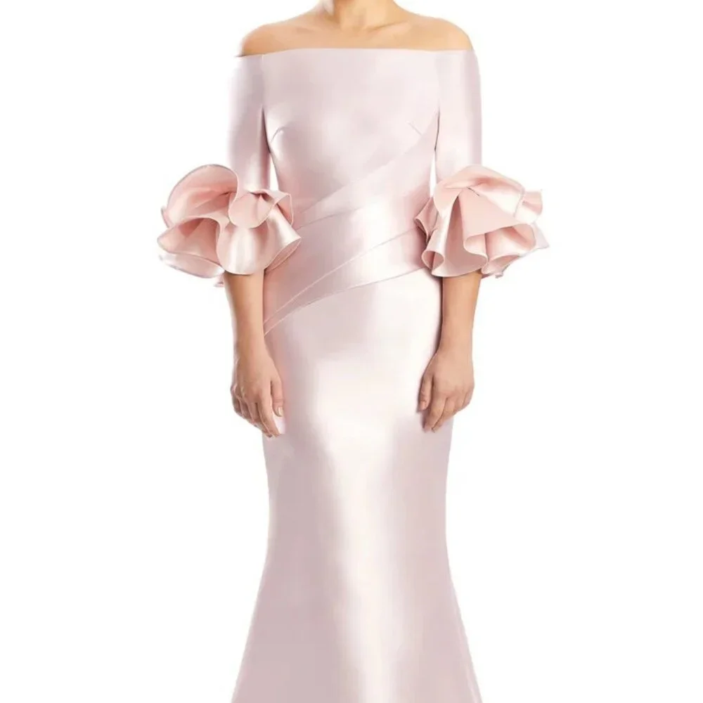 Chic Off-Shoulder Pink Gown - Picture 1 of 6